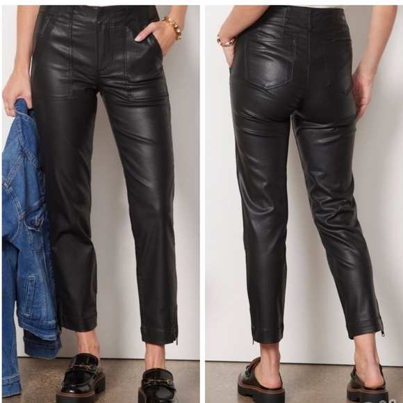 Kut from the Kloth Pants - KUT Reese Ankle Straight Coated Black Trouser Pants, Mid-Rise, Flat Front, EUC!